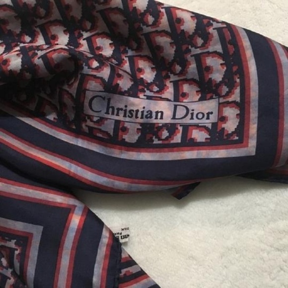 Dior Red White Black Trotter Style Logo Silk Wrap - Picture 1 of 6